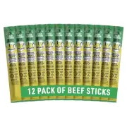 Premium Grass-Fed & Finished Beef Jerky Snack Sticks 12-Pack: Jalape-o Flavor...