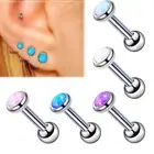 4X 3/4/5mm Opal Ear Stud Tragus Helix Cartilage 6mm Bar Barbell Earring Piercing