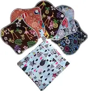 HEATSHAKING 6Pcs Reusable Washable Sanitary Pads Comfortable Bamboo Charcoal for Enhanced Absorption for Maternity and Travel Alternative to Pads