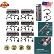Ideal Mining Solution: 6 PCI-E Riser Cards (1X to 16X) with Power and USB Cables