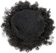 Ipetboom Ponytail Wig Extension African American Afro Short Curly Puff Bun Adjustable Washable Permable for Day Wear