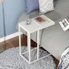 WLIVE Side Table, C Shaped End Table for Couch, Sofa and Bed, Large 1, White