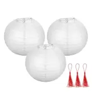 3 Pcs White Round Paper Lanterns 8 Inch Paper Lantern Party Decorations