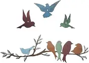 Baluue Outdoor Wall Art, Bird Decor for Home with Branch and Leaves, Metal Art Decor Hanging Wall Sculpture for Balcony Garden Home