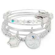 New Alex and Ani Be Merry Set of 4 Bangle Bracelets Shiny Silver Finish Free Sh