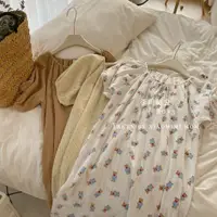 在飛比找蝦皮商城精選優惠-F&X 可愛睡衣日系ins長款甜美可愛棉紗睡裙短袖顯瘦寬鬆波