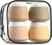 Gemice Travel Containers for Toiletries, Silicone Cream Jars TSA Approved Travel Size Containers with Clear Bag, Leak-proof Travel Accessories with Lid for Cosmetic Face Body Hand Cream (4 Pack),