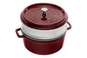 Staub Round Cast Iron Cocotte with Steamer 26cm | Grenadine