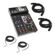 Peavey PV6 BT New Pro Audio DJ Bluetooth 6 Channel Mixer w/ 1/4" & XLR Cables