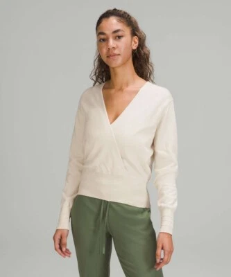 NWT Lululemon Crossover Ribbed Waist Sweater Size 6 White Opal Cream