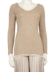 Beige Sequin Long Sleeve Top
