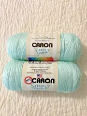 Caron Simply Soft Yarn. 2 Full Skeins. Color Light Green