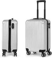 [Denominate] VividCharm Lightweight Silver 20-Inch Spinner Trolley Suitcase, Travel Carry-On Luggage, Silver, 20 in, Modern