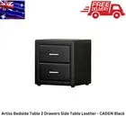 Artiss Bedside Table 2 Drawers Side Table Leather - CADEN Black