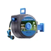 Retractable Garden Hose Reel, Wall-Mounted Hose Reel 1/2 in x 50 ft, Slow