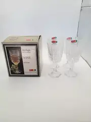 Fostoria Heritage Lead Crystal Wine Water Stemmed Glass 7 1/4" Set of 4