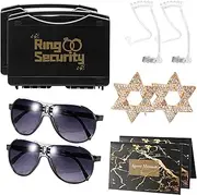 Wedding Ring Bearer Gifts Set, Ring Security Box with Spy Ear Piece, Exclusive badge, Black sunglasses, Task card