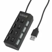 Blue LED Light On/Off Switch High Speed Mini 4 Ports 2.0 Hub