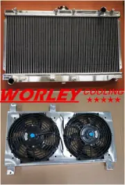QLD-Aluminum Radiator+Shroud+Fans for Mazda Miata MX5 MX-5 MT 1998-2005 99 00 01