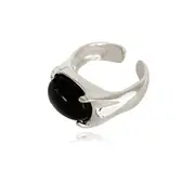 Culturesse Elliot Natural Black Onyx Stone Open Ring Fashion Sterling Silver