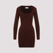 [Saint Laurent] Saint Laurent-Chocolat Viscose Mini Dress-Donna S STAND
