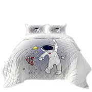 Hearts and Stars Catching Astronaut Coverlet