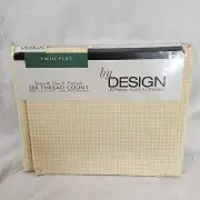 Vtg JC Penney By Design Twin Flat Sheet Smooth Touch Percale Yellow Gingham