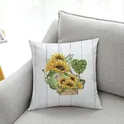 Cushion covers Cushion Covers 40cm x 40cm Sunflower Yellow Cushion Covers Invisible Zipper Sofa Cushions Outdoor Cushions Garden Cushions Decorative Pillows Square Pillow Case(Green Yellow Plants,(60x