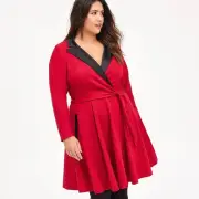 New Torrid Size 14 Sexy Red Stretch Twill Tuxedo Skater Party Dress w/Pockets