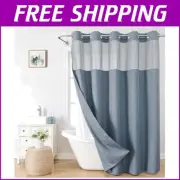 Stylish Light-Filtering Shower Curtain - Blue Grey - 71x86 with Detachable Liner