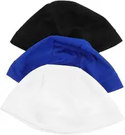 [Minkissy] Men's Cycling Hat Cap Skull Cap Silk Adjustable Beanie Quick Dry Liner 3pcs Outdoor Sports Headwear Black