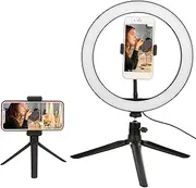 10 Inch Ring Light with Tripod Stand Phone Clip,Soft Light 360 Degrees Rotate LED Universal Ring Light,White/Warm White/Warm Yellow Tres Light Color Ring Light