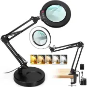 2-in-1 Desk Lamp & Clamp Light, 10X Magnifying Glass with Light and Stand, 5 ...