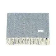 Sferra Celine Herringbone, 100% Cotton Throw Blanket - Cadet