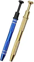 2 Pcs Piercing Ball Grabber, Pick Up Tool with 4-Claw,Beads Gems Parts Claw Picker, Stainless Jewel Diamond Tweezers for Electronic Component Catcher for Tiny Objects in Home Office (Golden+Blue),