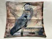 Blue Heron Beach Nautical Ships Ocean Throw Pillow Cover Home Decor 18”