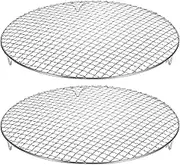 uxcell 2pcs Round Cooking Rack 13.8-inch 201 Stainless Steel Cross Wire Barbecue Grill Net with 20mm Legs for Cooking Baking Steaming BBQ
