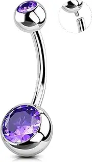 [OUFER Body Piercing] Belly Button Bars Internally Navel Piercing Jewelry 14G Belly Bars Navel Bar 10/12/14/16mm Belly Button Ring 316L Stainless Steel Navel Piercing Belly Button Piercings