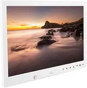 13 Inch Portable HD Digital Photo Frame Electric Picture Frames, Clock Movie Player Album with Remote Controller, Wall Mountable for Family Office (White)