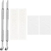 sourcing map 1 Sets Cuticle Pusher Dual Sided, Spoon-Shaped Metal Nail Cuticle Pusher Remover Tool with 100/180 Grit Sandpaper Sheets for Manicure Pedicure Nail Art