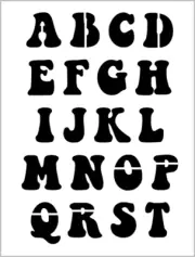 GROOVY TIME Alphabet Stencil 1.5" Inch 60's 70's Letters Uppercase Sheet S605