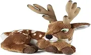 Living Nature Soft Toy - Plush Woodland Animal, Lying Deer with Antlers (28cm) - Realistic Soft Toys with Educational Fact Tags