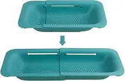 JD Collapsible Colander Over The Sink Drain Strainer Basket Expandable Fruits Vegetables Wash Kitchen Sink Strainer Retractable Plastic Sink Strainer Basket for Home Kitchen GUANSHANG(Green)