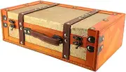 OKJHFD Vintage Suitcase, Antique Decorative Storage Chests with Lids, Old Style Wood Travel Trunks for Home Décor