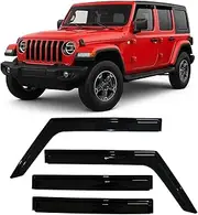 2018-2024 Tape-On Side Window Deflector Visors for Jeep Wrangler JL Unlimited 4 Door & for Jeep Gladiator JT 2020-2024 Smoke Tinted Rain Guards