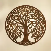 Circle Birds & Tree of Life Wall Art Antiqued Rustic Iron Hanging Home Decor 20"