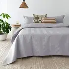 Bambury Herringbone Embossed Coverlet Set Silver Single/Double Bed Bedding