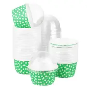 50 Set Cupcake Liners with Dome Lids, Muffins Liners Wrappers, Green