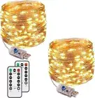 [2 Pack] Fairy String Lights, 120LED USB Plug in Powered Lights