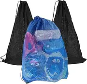 Swimming Mesh Bag for Swimming Gear Bag Big Mesh Drawstring Ball Net for Sports Equipment Beach Laundry 3PCS